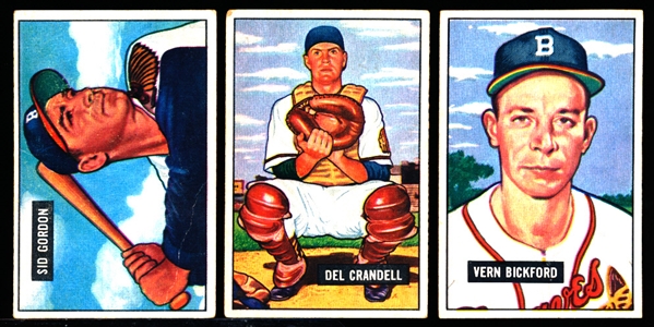 1951 Bowman Bb- 3 Diff Boston Braves