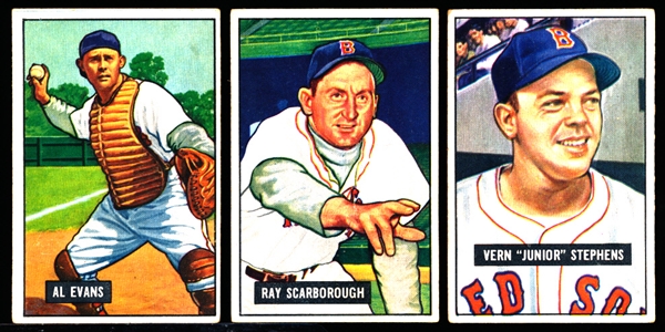 1951 Bowman Bb- 3 Diff Boston Red Sox