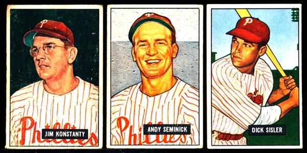 1951 Bowman Bb- 3 Diff Phillies