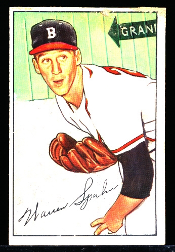 1952 Bowman Bb- #156 Warren Spahn, Braves