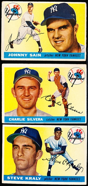 1955 Topps Bb- 3 Diff NY Yankees