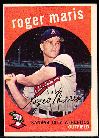 1959 Topps Baseball- #202 Roger Maris, KC A’s- 2nd Year Card