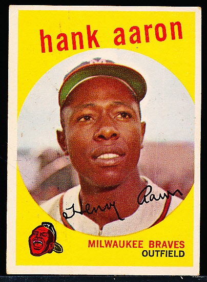 1959 Topps Baseball- #380 Hank Aaron, Braves