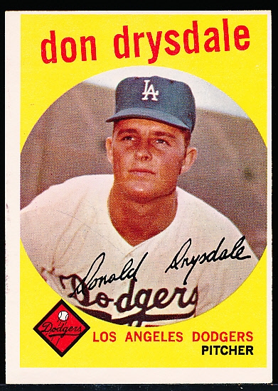 1959 Topps Baseball- #387 Don Drysdale, Dodgers