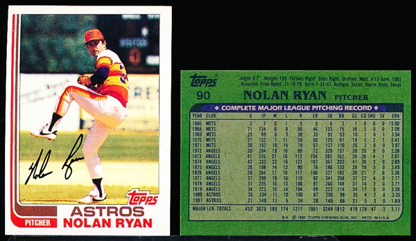 1982 Topps Bb- #90 Nolan Ryan, Astros- 8 Cards