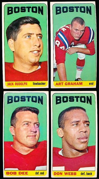 1965 Topps Fb- 4 Diff Boston Patriots