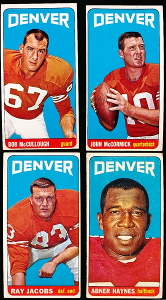 1965 Topps Fb- 4 Diff Denver Broncos