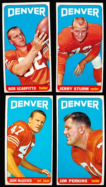 1965 Topps Fb- 4 Diff Denver Broncos