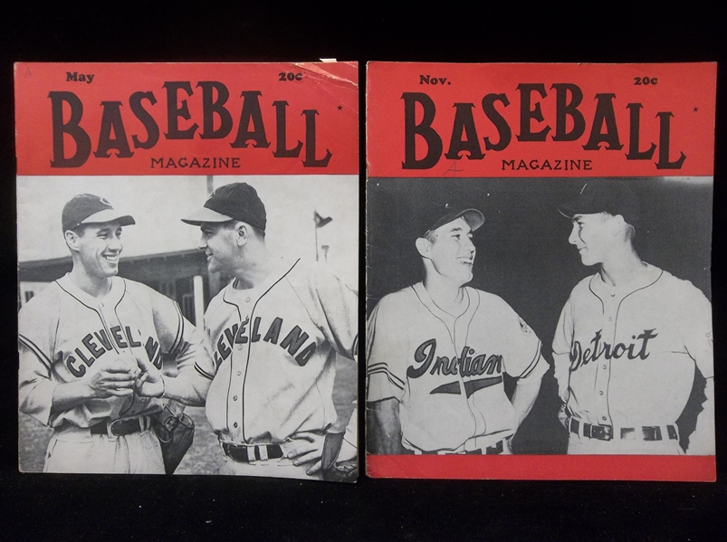 1946 “Baseball Magazine”- 2 Diff. with Bob Feller on Cover