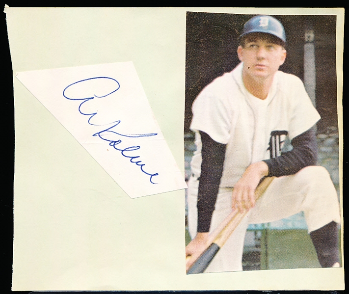 Autographed Al Kaline Cut Bsbl. Signature Glued to an Album Page