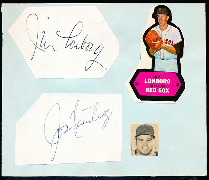 Autographed Jim Lonborg and Jose Santiago Cut Bsbl. Signatures Glued to an Album Page