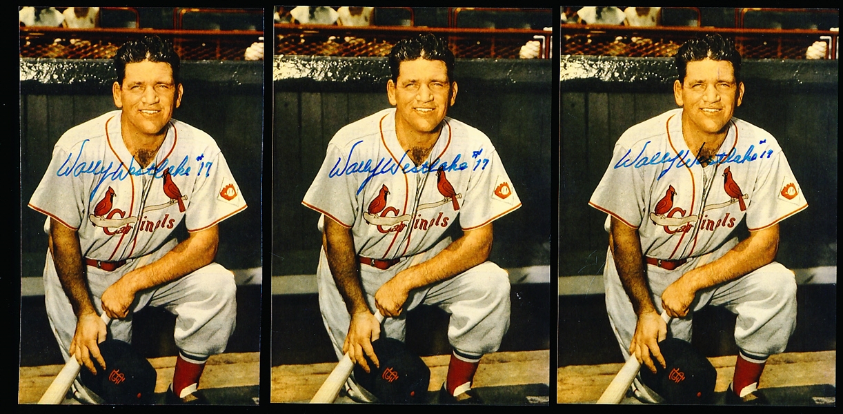 Autographed Wally Westlake St. Louis Cardinals 3” x 5” Color Photos- 3 Pictures