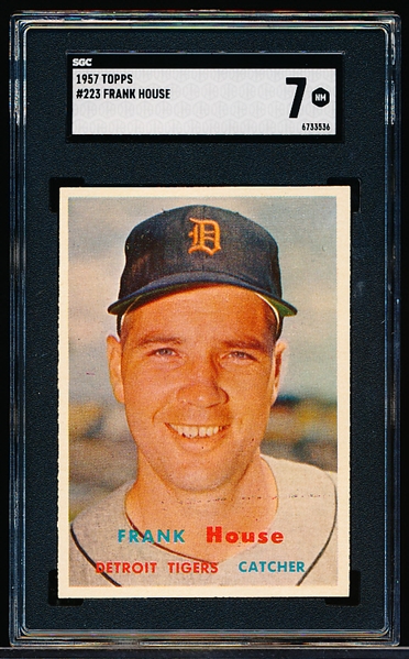 1957 Topps Baseball- #223 Frank House, Tigers- SGC 7 (NM)