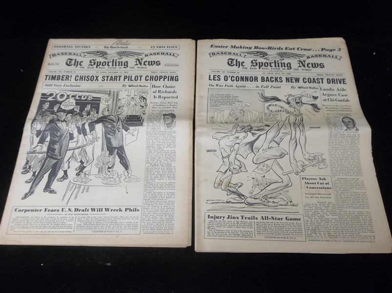 1950 The Sporting News- 2 Diff Issues