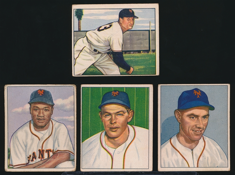 1950 Bow. Bb- 4 Diff NY Giants- All with Dated Backs