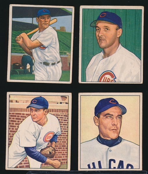 1950 Bow. Bb- 4 Diff Chicago Cubs- All with Dated Backs