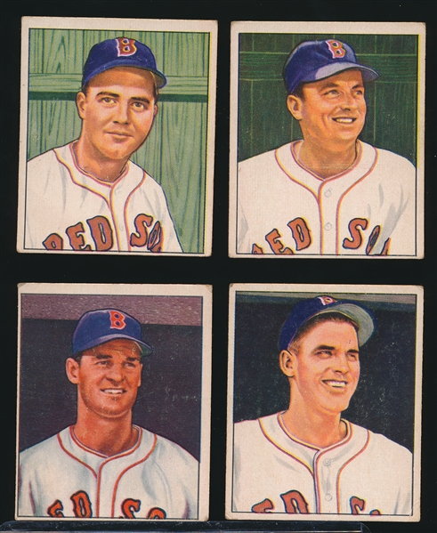 1950 Bow. Bb- 4 Diff Boston Red Sox- All with Dated Backs