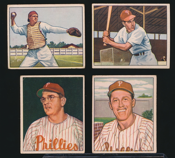 1950 Bow. Bb- 4 Diff Phillies- All with Dated Backs