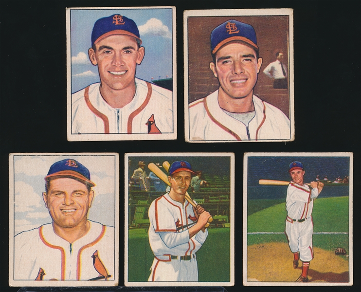 1950 Bow. Bb- 5 Diff St. Louis Cards- All with Dated Backs