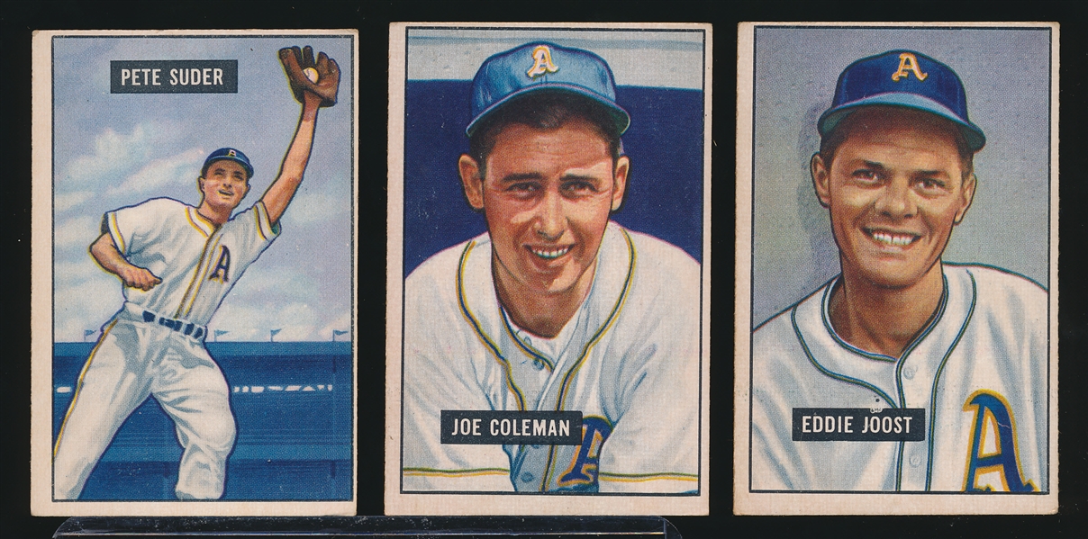 1951 Bowman Baseball- 3 Diff Phila A’s