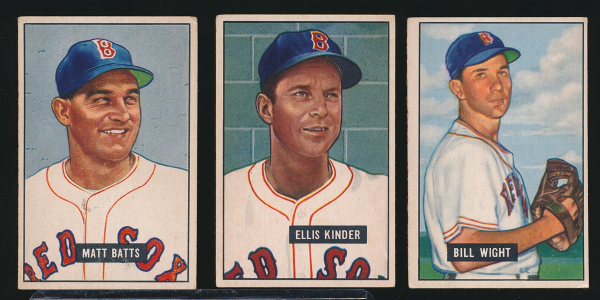 1951 Bowman Baseball- 3 Diff Boston Red Sox