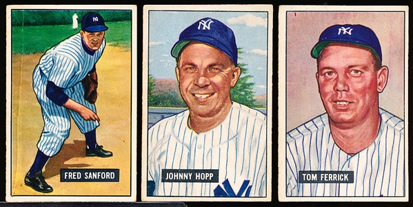 1951 Bowman Baseball- 3 Diff NY Yankees