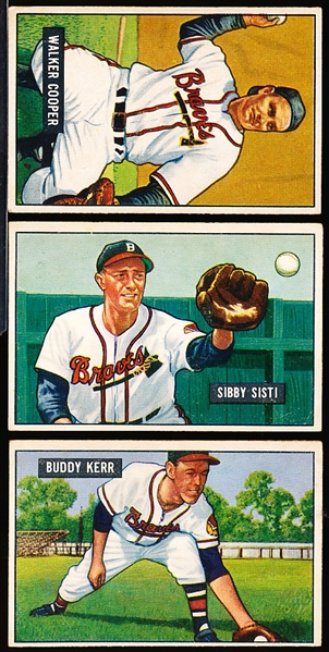 1951 Bowman Baseball- 3 Diff Boston Braves