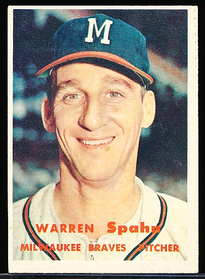 1957 Topps Baseball- #90 Warren Spahn, Braves