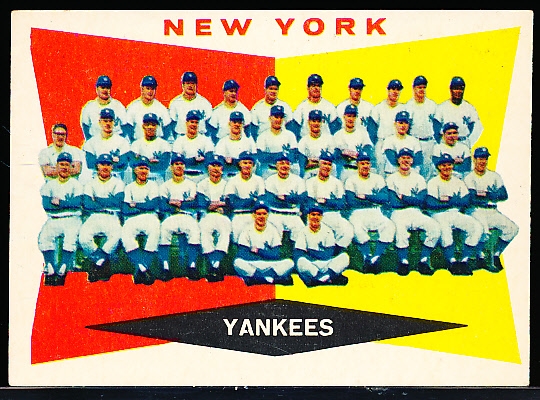 1960 Topps Bb- #332 Yankees Team