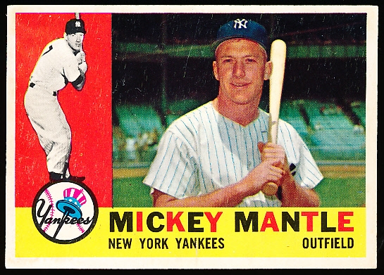 1960 Topps Bb- #350 Mickey Mantle, Yankees