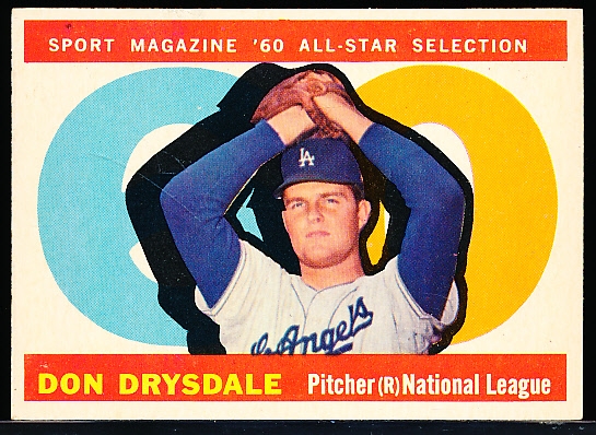 1960 Topps Bb- #570 Don Drysdale AS- Hi#