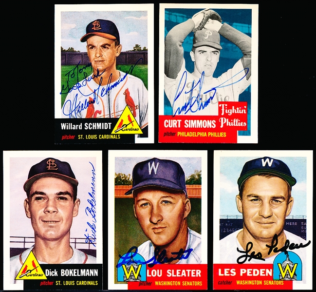 Autographed 1991 Topps 1953 Bsbl. Reprint- 5 Diff. 