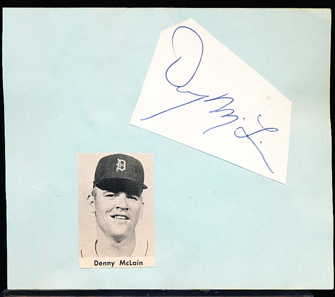 Autographed Denny McLain Cut Bsbl. Signature Glued to an Album Page