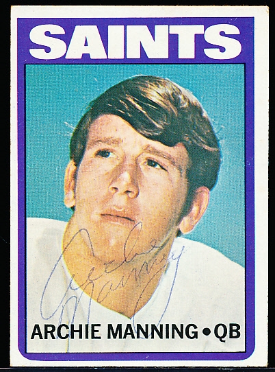 Autographed 1972 Topps Ftbl. #55 Archie Manning RC