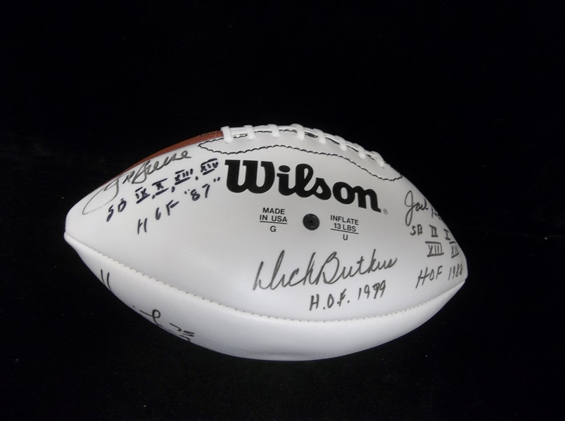 Autographed White Panel Official Paul Tagliabue NFL Football- Signed by 5 Pro Football Hall of Fame Defensive Players