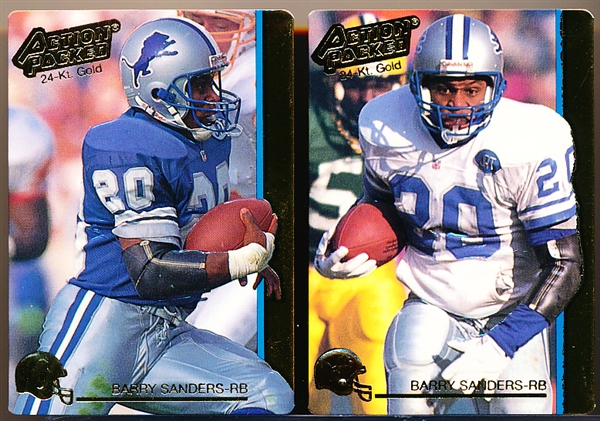 1992 Action Packed Ftbl.- “24-Kt. Gold”- Barry Sanders- 2 Diff.