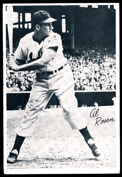 Autographed 1950’s Cleveland Indians 6” x 8-3/4” B & W Picture- Al Rosen