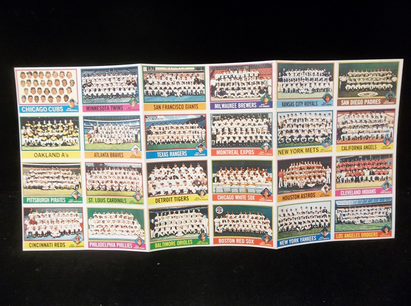 1976 Topps Baseball Team Checklist Send-Away Fold-Out Uncut Sheet Set of 24