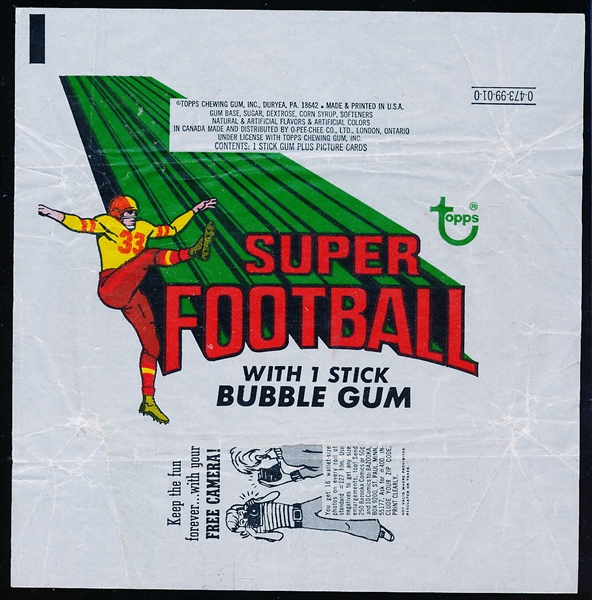 1970 Topps Football Super- Wrapper