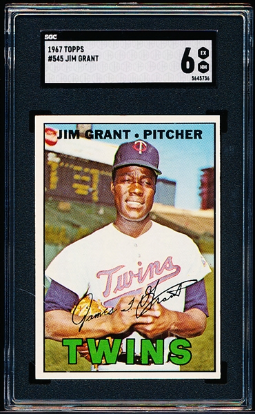 1967 Topps Baseball- #545 Jim Grant, Twins- Hi#- SGC 6 (Ex-NM)
