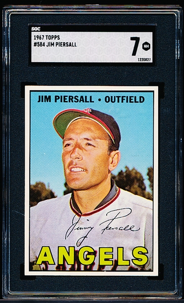 1967 Topps Baseball- #584 Jim Piersall, Angels- HI#- SGC 7 (NM)