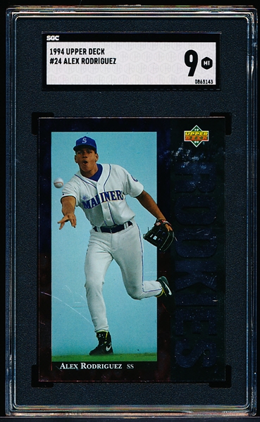 1994 Upper Deck Baseball- #24 Alex Rodriguez RC, Mariners- SGC 9 (MT)