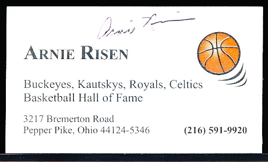 Autographed Arnie Risen Basketball Business Card