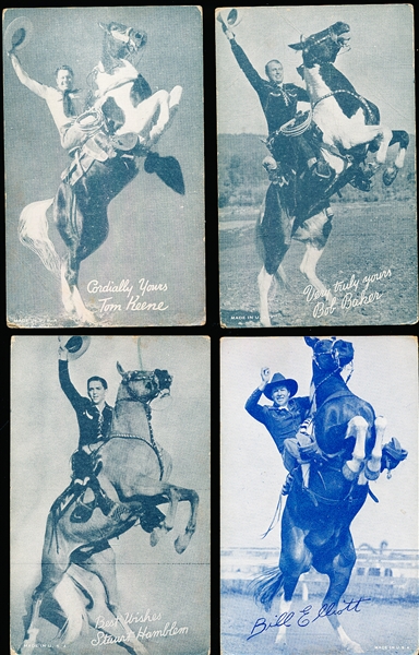 1930’s-40’s Exhibit Cowboys on Horse Rearing Up- Blue and Gray Tints- 6 Asst.