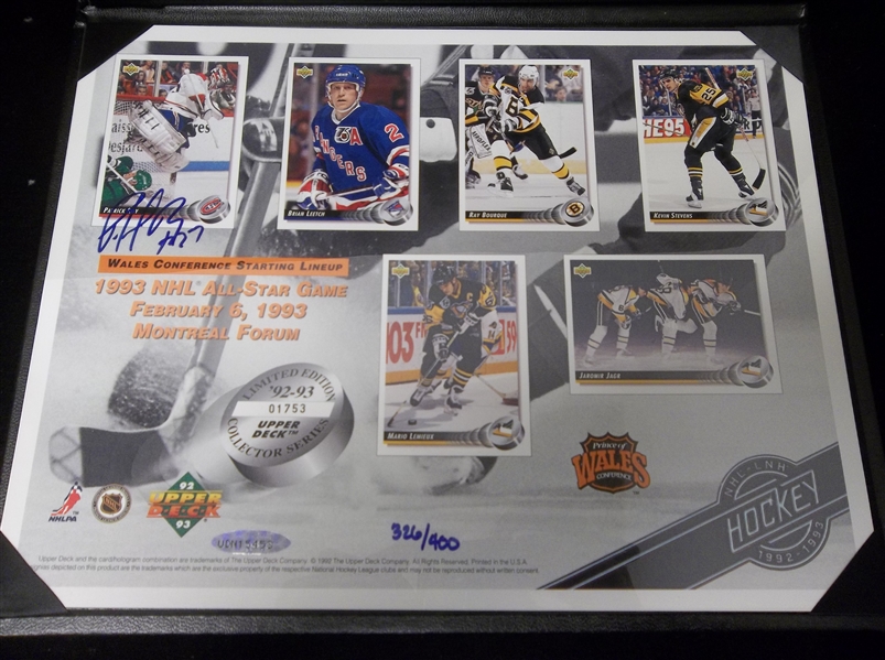 Autographed Upper Deck 1993 NHL All-Star Game Commemorative Sheet- Signed by Patrick Roy- UDA Authenticated #326/400