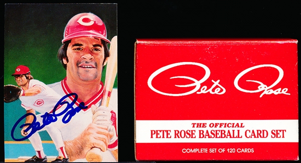 Autograph within the 1985 Renata Galasso/Topps “Pete Rose Baseball Card Set” of 120 Cards with Card #1 Autographed!