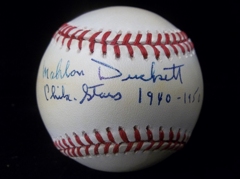 Autographed and Inscribed Mahlon Duckett, Negro Leaguer Official NL Bsbl.