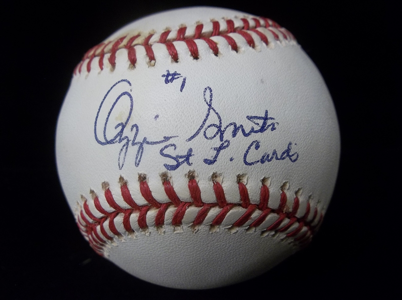 Autographed and Inscribed Ozzie Smith Official NL Bsbl.