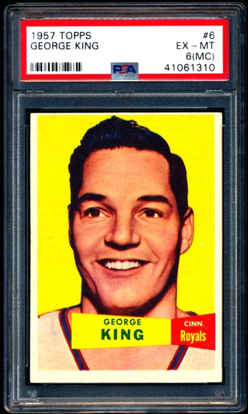 1957-58 Topps Basketball- #6 George King, Cinc. Royals- PSA Ex-Mt 6 (MC)