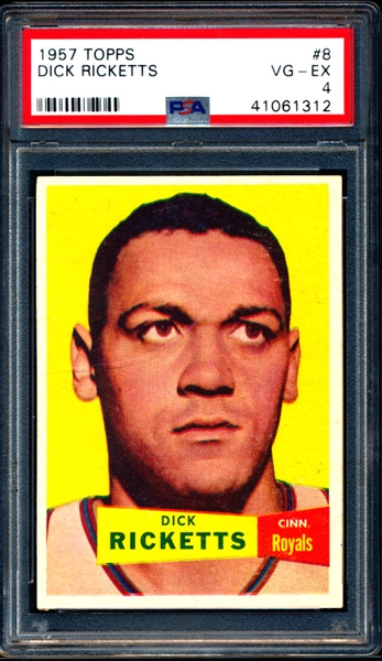 1957-58 Topps Basketball- #8 Dick Ricketts, Cinc. Royals- PSA Vg-Ex 4